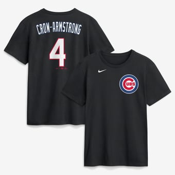 Men's Nike Pete Crow-Armstrong Black Chicago Cubs Name & Number T-Shirt