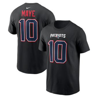 Men's Nike Drake Maye Black New England Patriots Carbon Name & Number T-Shirt