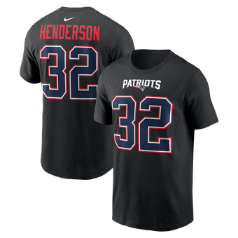 Men's Nike TreVeyon Henderson Black New England Patriots Carbon Name & Number T-Shirt