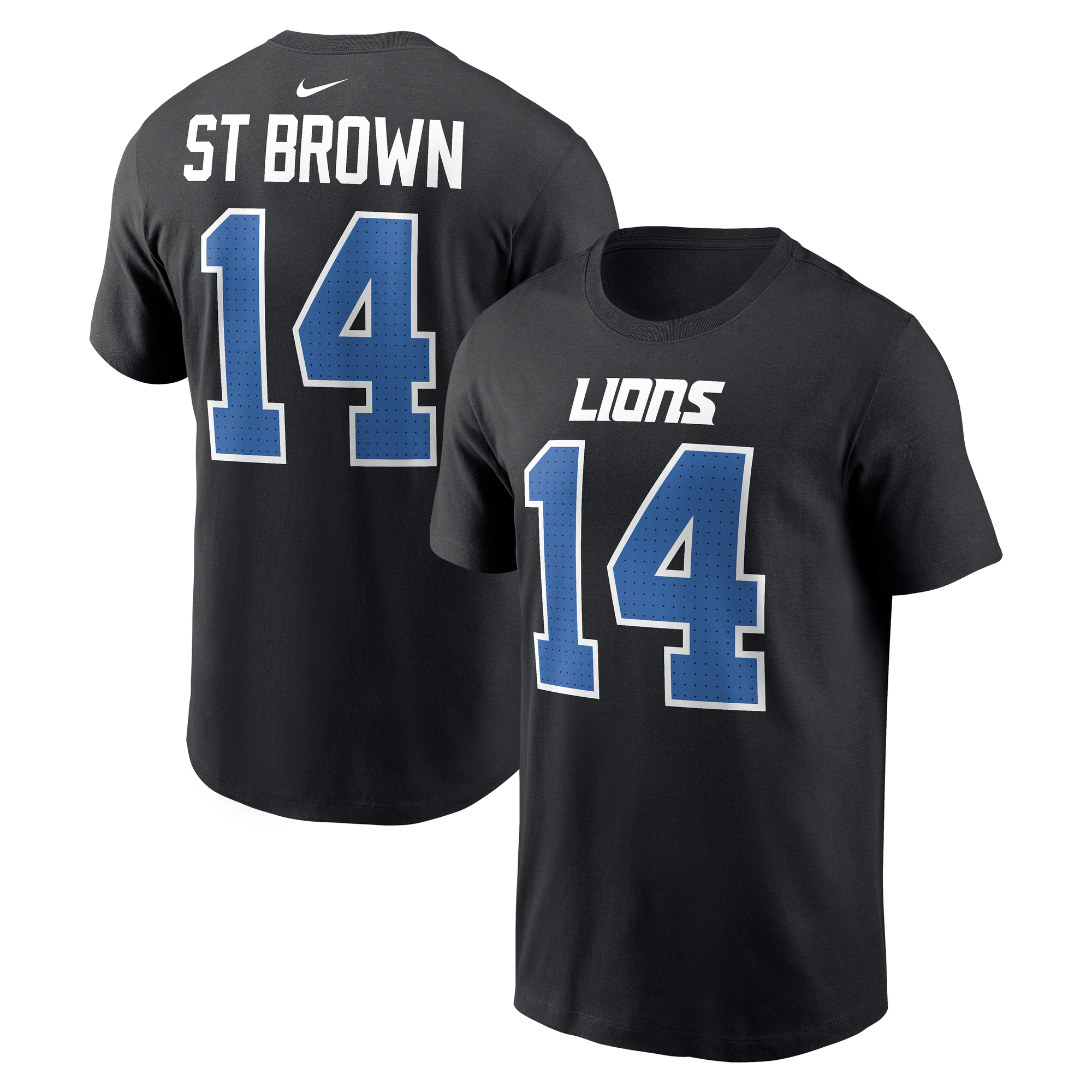 Men's Nike Amon-Ra St. Brown Black Detroit Lions Carbon Name & Number T-Shirt