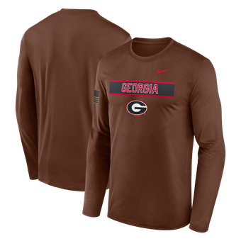 Men's Nike Brown Georgia Bulldogs 2026 Military Appreciation Dri-FIT Long Sleeve T-Shirt