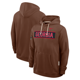 Men's Nike Brown Georgia Bulldogs 2026 Military Appreciation Sideline Standard Issue Dri-FIT Hoodie