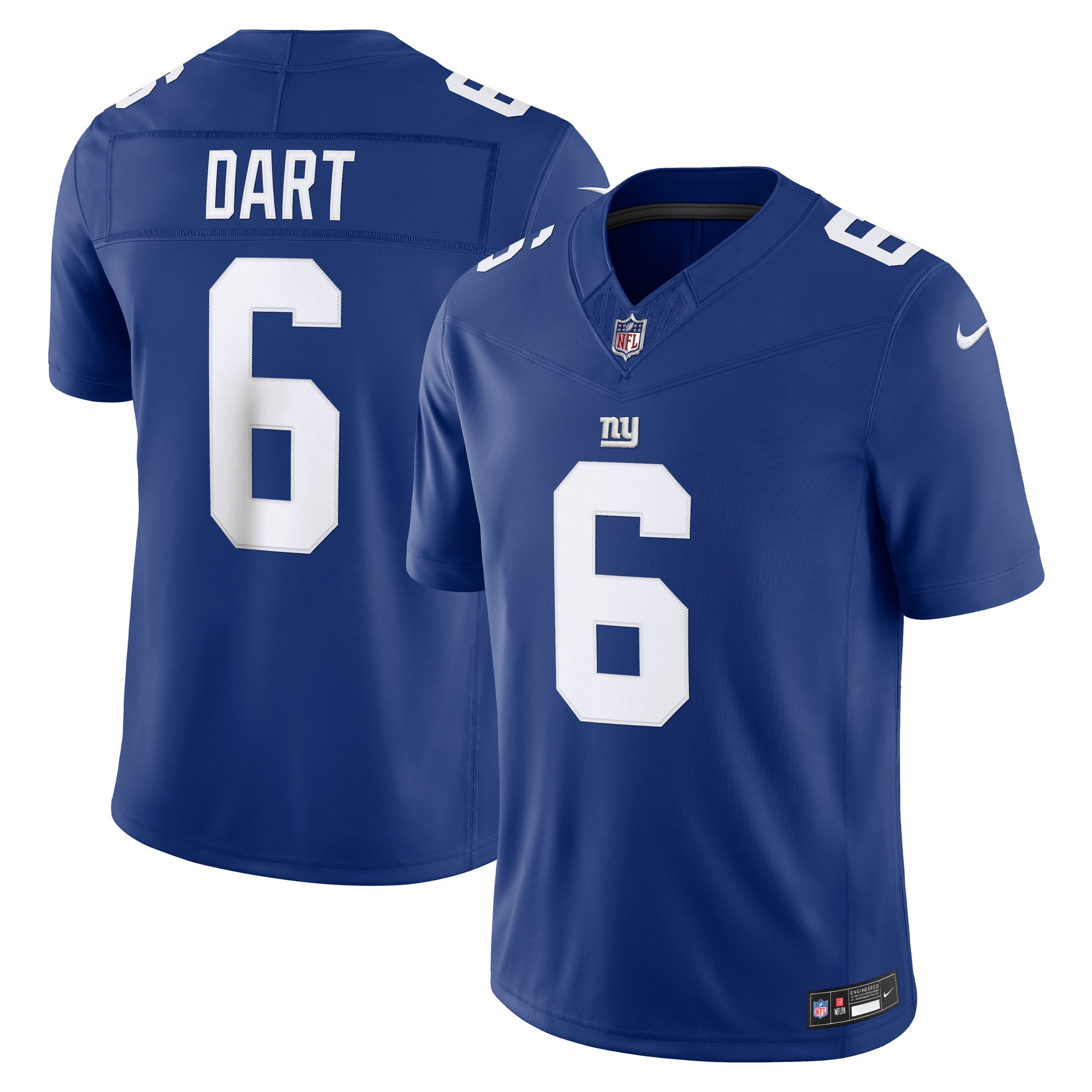 Men's Nike Jaxson Dart Royal New York Giants Team Vapor F.U.S.E. Stitched Limited Jersey