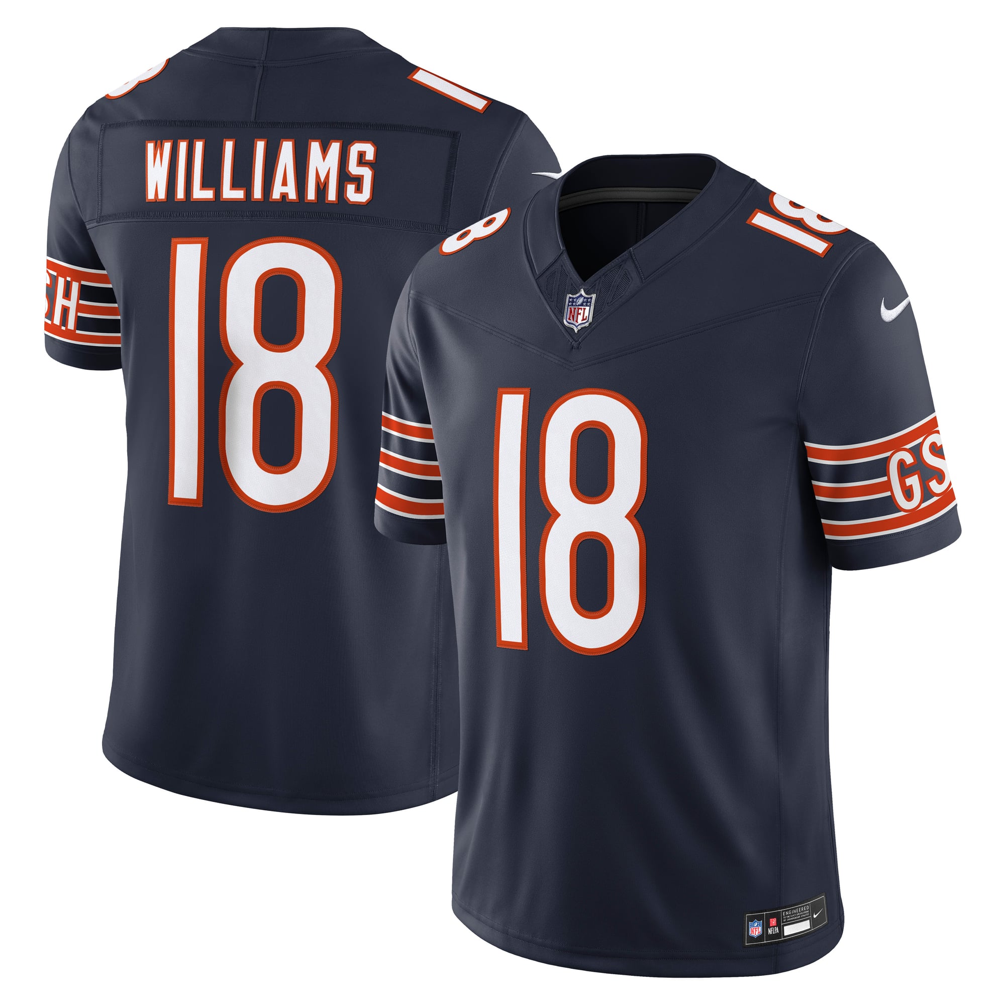 Men's Nike Caleb Williams Navy Chicago Bears Team Vapor F.U.S.E. Stitched Limited Jersey