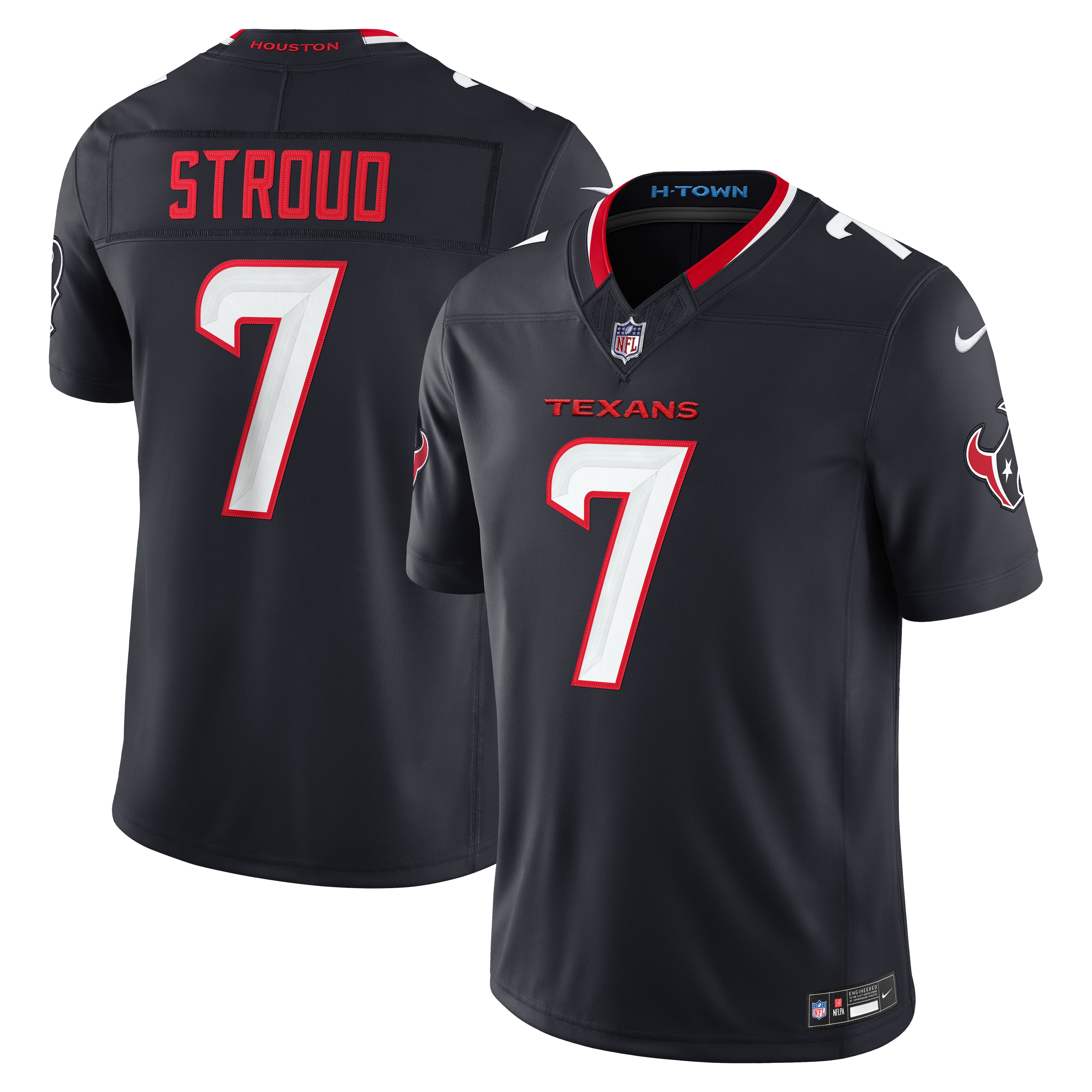 Men's Nike C.J. Stroud Navy Houston Texans Vapor F.U.S.E. Stitched Limited Jersey