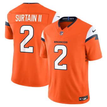 Men's Nike Patrick Surtain II Orange Denver Broncos Team Vapor F.U.S.E. Stitched Limited Jersey