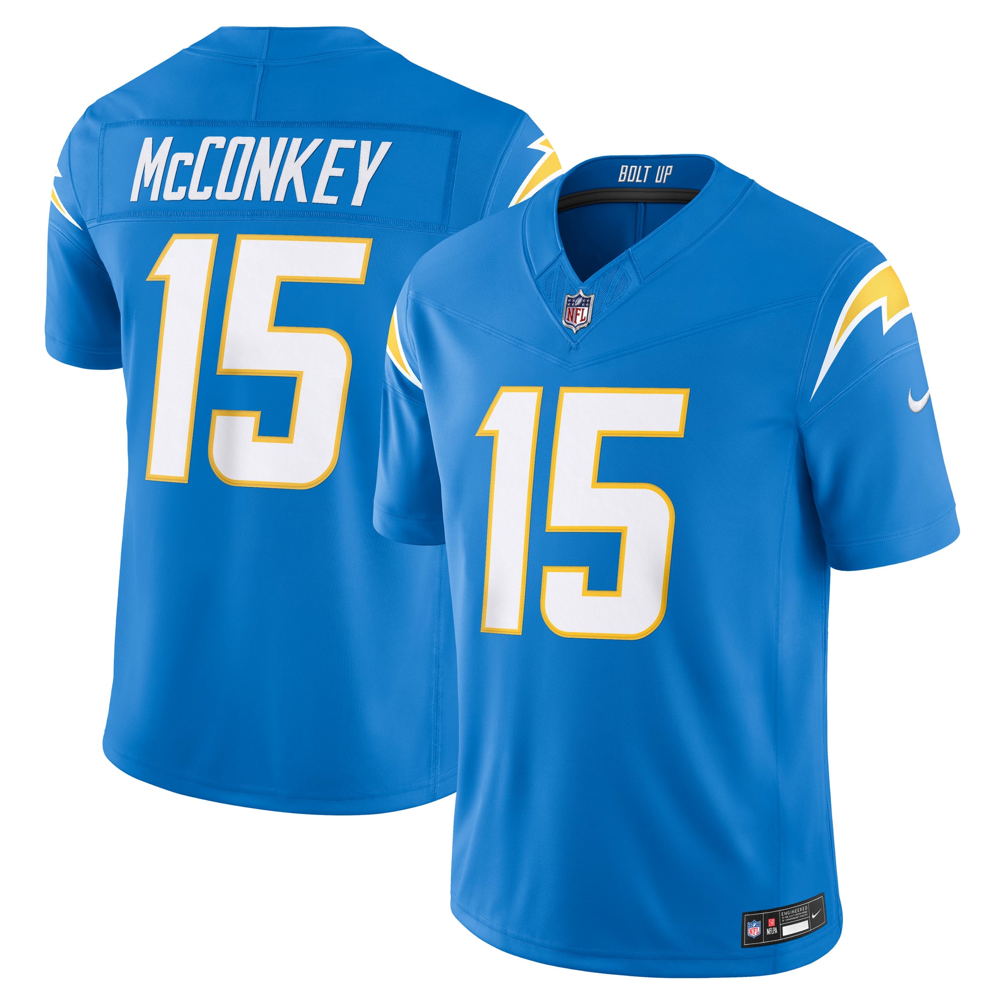 Men’s Nike Ladd McConkey Powder Blue Los Angeles Chargers Team Vapor F.U.S.E. Stitched Limited Jersey Men’s Nike Ladd McConkey Powder Blue Los Angeles Chargers Team Vapor F.U.S.E. Stitched Limited Jersey