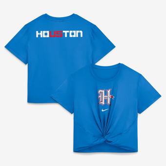 Women's Nike  Blue Houston Texans 2026 Rivalries Collection Classic Twist Cropped T-Shirt