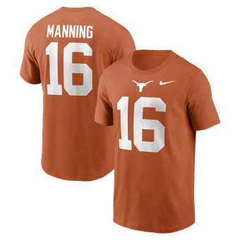 Men's Nike Arch Manning Texas Orange Texas Longhorns Name & Number T-Shirt