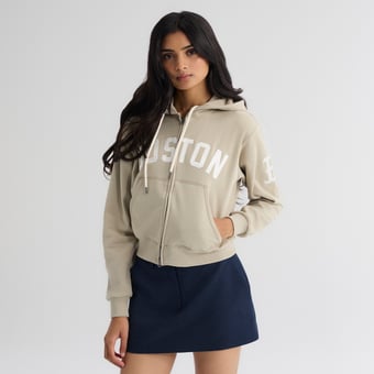 Women's Fanatics Sepia Tint Boston Red Sox Iconic Terry Full-Zip Hoodie