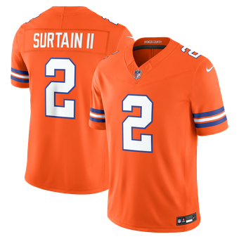 Men's Nike Patrick Surtain II Orange Denver Broncos Alternate Mile High Collection 1977 Throwback Vapor F.U.S.E. Stitched Limited Jersey