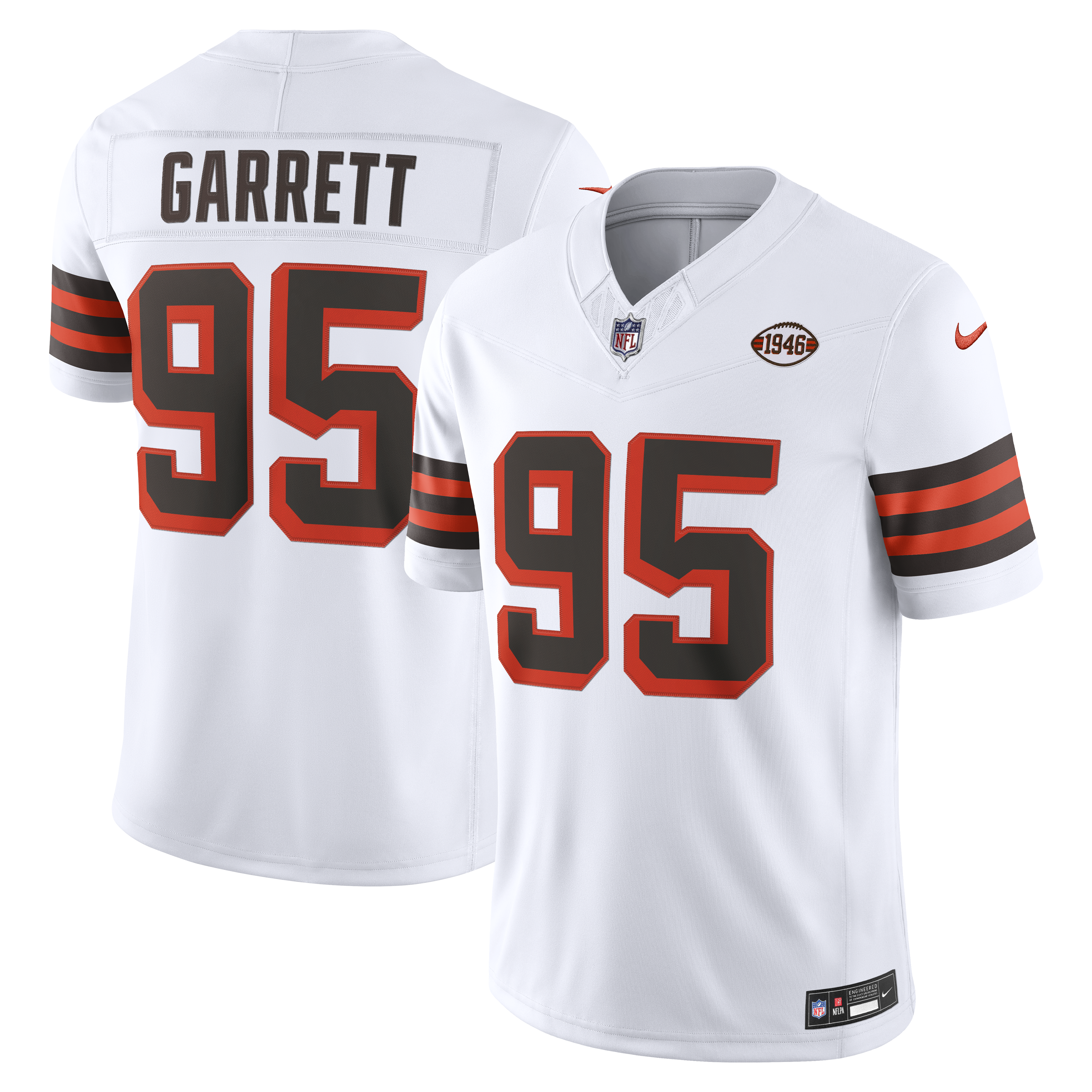 Men's Nike Myles Garrett White Cleveland Browns Alternate Vapor F.U.S.E. Stitched Limited Jersey