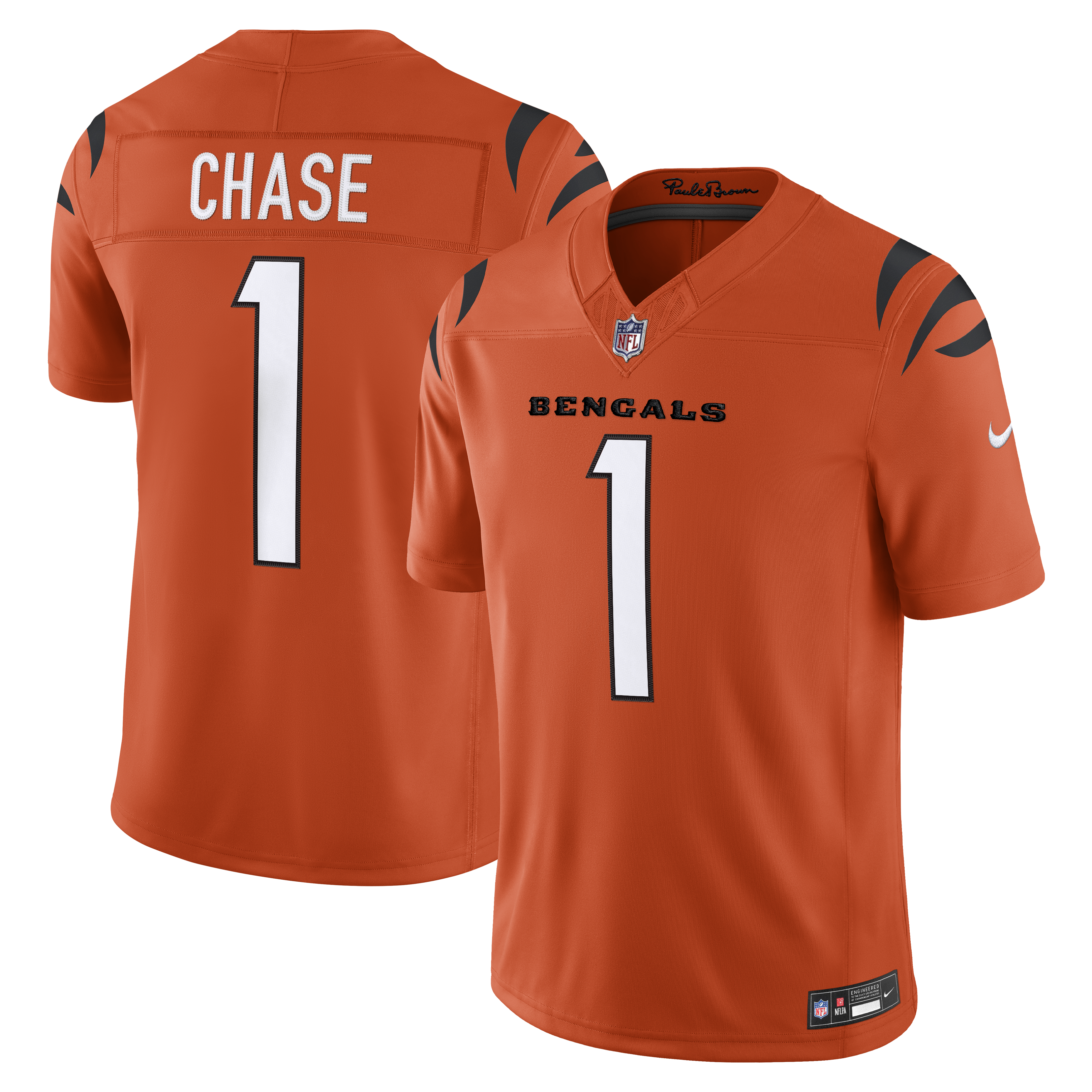 Men's Nike Ja'Marr Chase Orange Cincinnati Bengals Alternate Vapor F.U.S.E. Stitched Limited Jersey