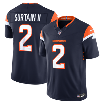 Men's Nike Patrick Surtain II Navy Denver Broncos Alternate Vapor F.U.S.E. Stitched Limited Jersey