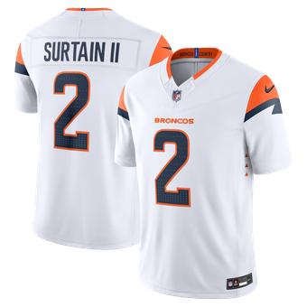 Men's Nike Patrick Surtain II White Denver Broncos Vapor F.U.S.E. Stitched Limited Jersey