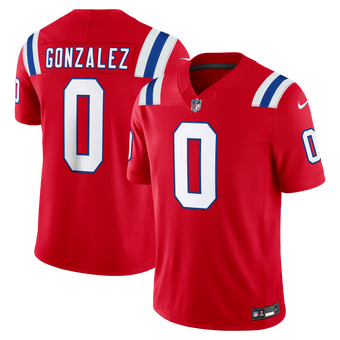 Men's Nike Christian Gonzalez Red New England Patriots Alternate Vapor F.U.S.E. Stitched Limited Jersey