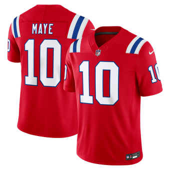 Men's Nike Drake Maye Red New England Patriots Alternate Vapor F.U.S.E. Stitched Limited Jersey