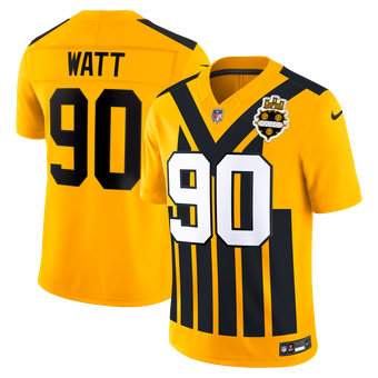 Men's Nike T.J. Watt Gold Pittsburgh Steelers Alternate Vapor F.U.S.E. Stitched Limited Jersey