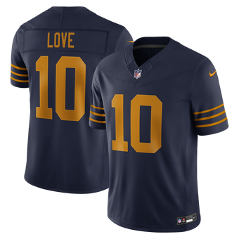 Men's Nike Jordan Love Navy Green Bay Packers Alternate Vapor F.U.S.E. Stitched Limited Jersey