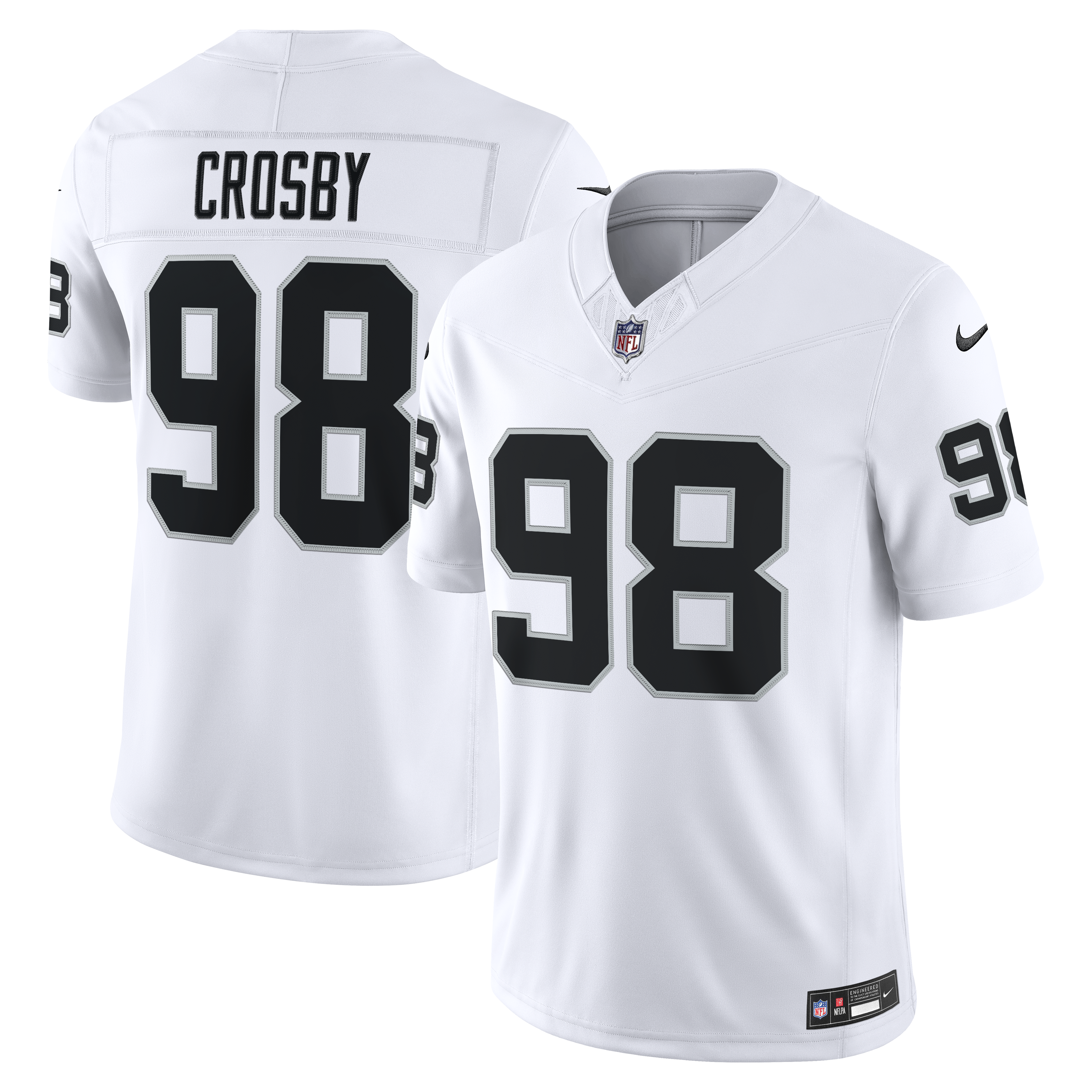Men's Nike Maxx Crosby White Las Vegas Raiders Vapor F.U.S.E. Stitched Limited Jersey