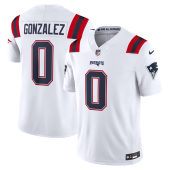 Men's Nike Christian Gonzalez White New England Patriots Vapor F.U.S.E. Stitched Limited Jersey