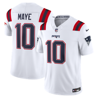 Men's Nike Drake Maye White New England Patriots Vapor F.U.S.E. Stitched Limited Jersey