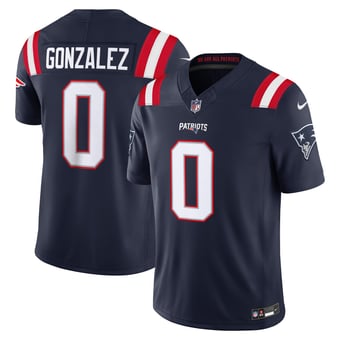 Men's Nike Christian Gonzalez Navy New England Patriots Team Vapor F.U.S.E. Stitched Limited Jersey