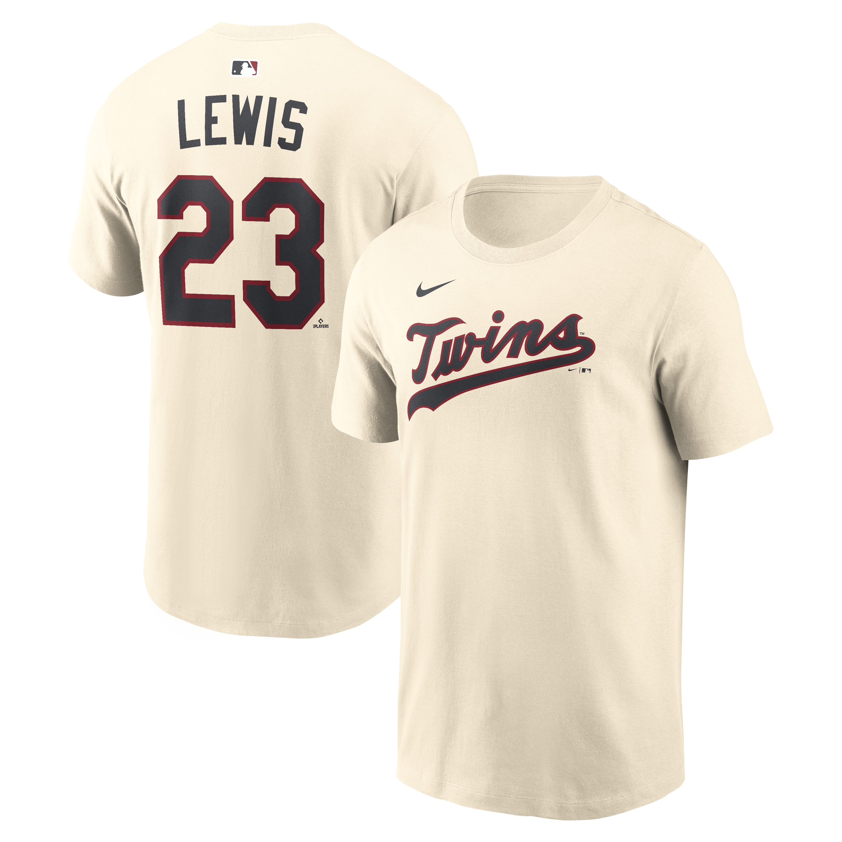 Men's Nike Royce Lewis Cream Minnesota Twins 2026 Field of Dreams Name & Number T-Shirt