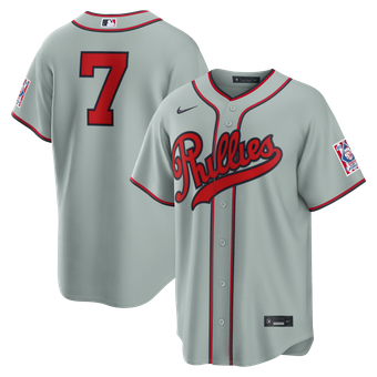 Men's Nike Trea Turner Gray Philadelphia Phillies 2026 Field of Dreams Stadium Jersey