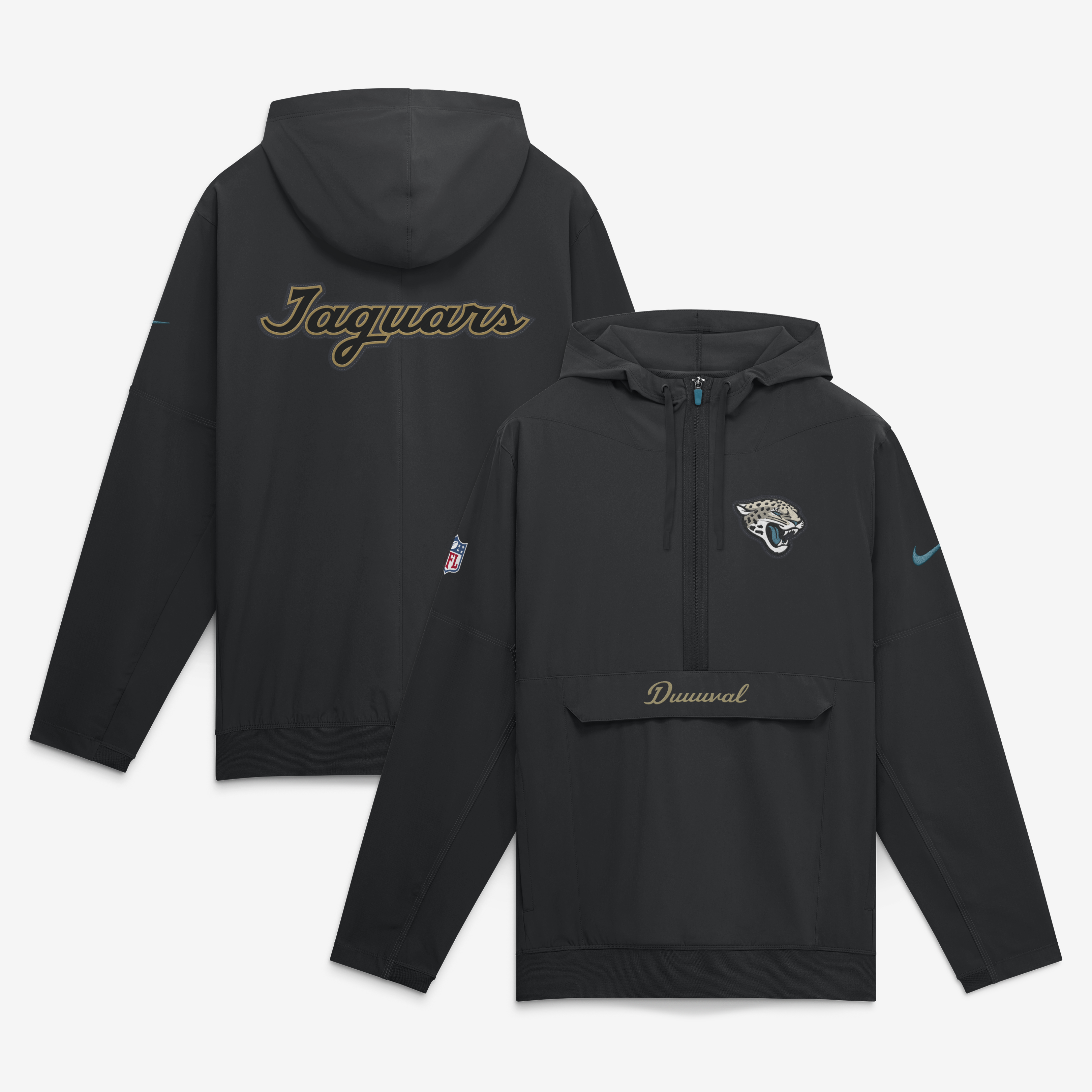 Men's Nike  Black Jacksonville Jaguars 2026 Rivalries Collection Sideline Anorak Half-Zip Jacket