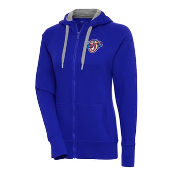 Women's Antigua  Royal Jacksonville Jumbo Shrimp Victory Full-Zip Hoodie