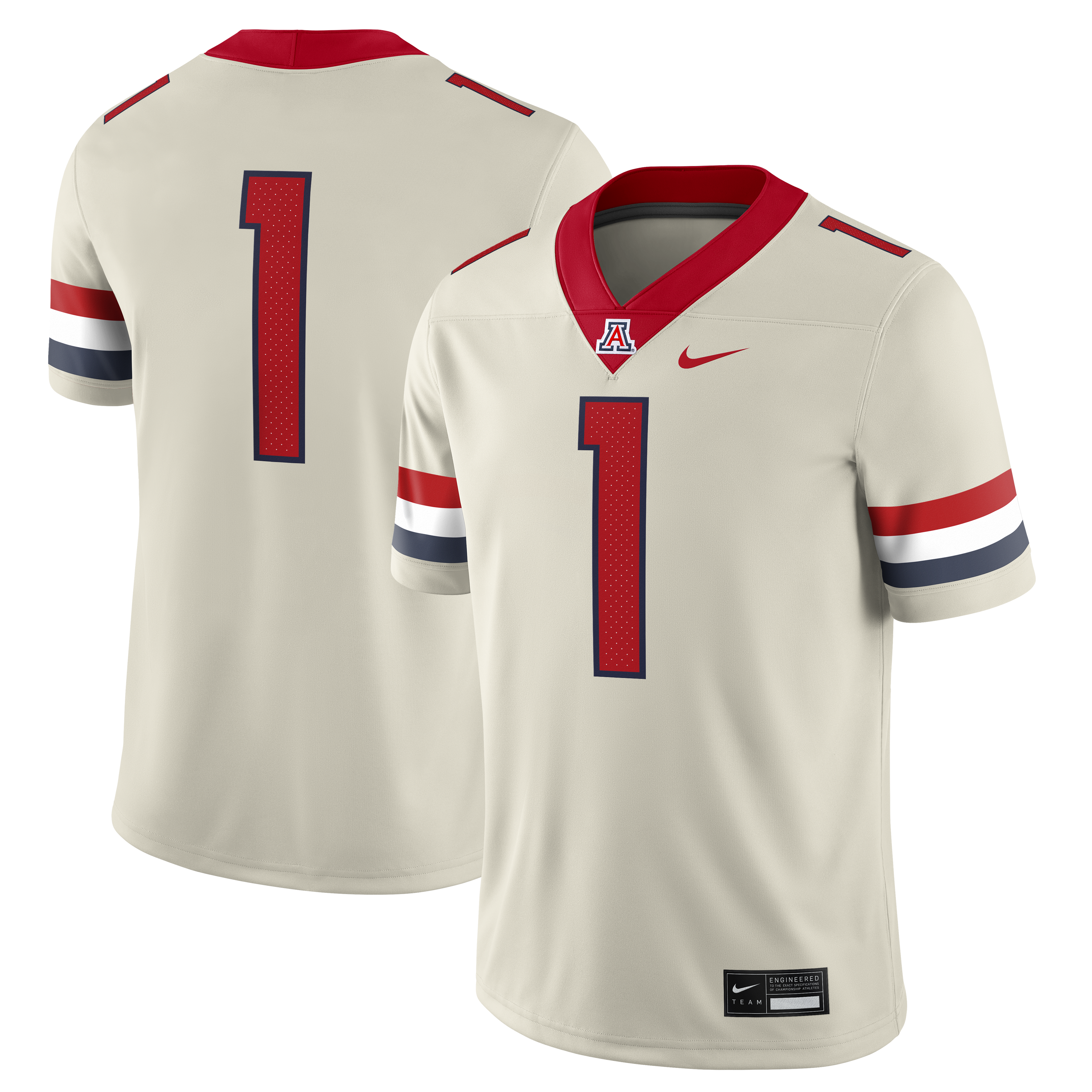 Men's Nike #1 Cream Arizona Wildcats Alternate Game Football Jersey