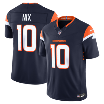 Men's Nike Bo Nix Navy Denver Broncos Alternate Vapor F.U.S.E. Stitched Limited Jersey