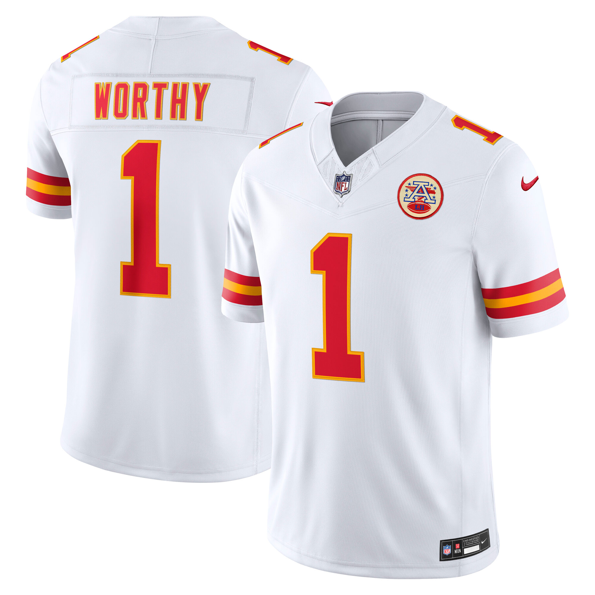 Men's Nike Xavier Worthy White Kansas City Chiefs Vapor F.U.S.E. Stitched Limited Jersey