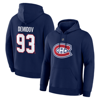 Men's Fanatics Ivan Demidov Navy Montreal Canadiens Authentic Stack Name & Number Hoodie