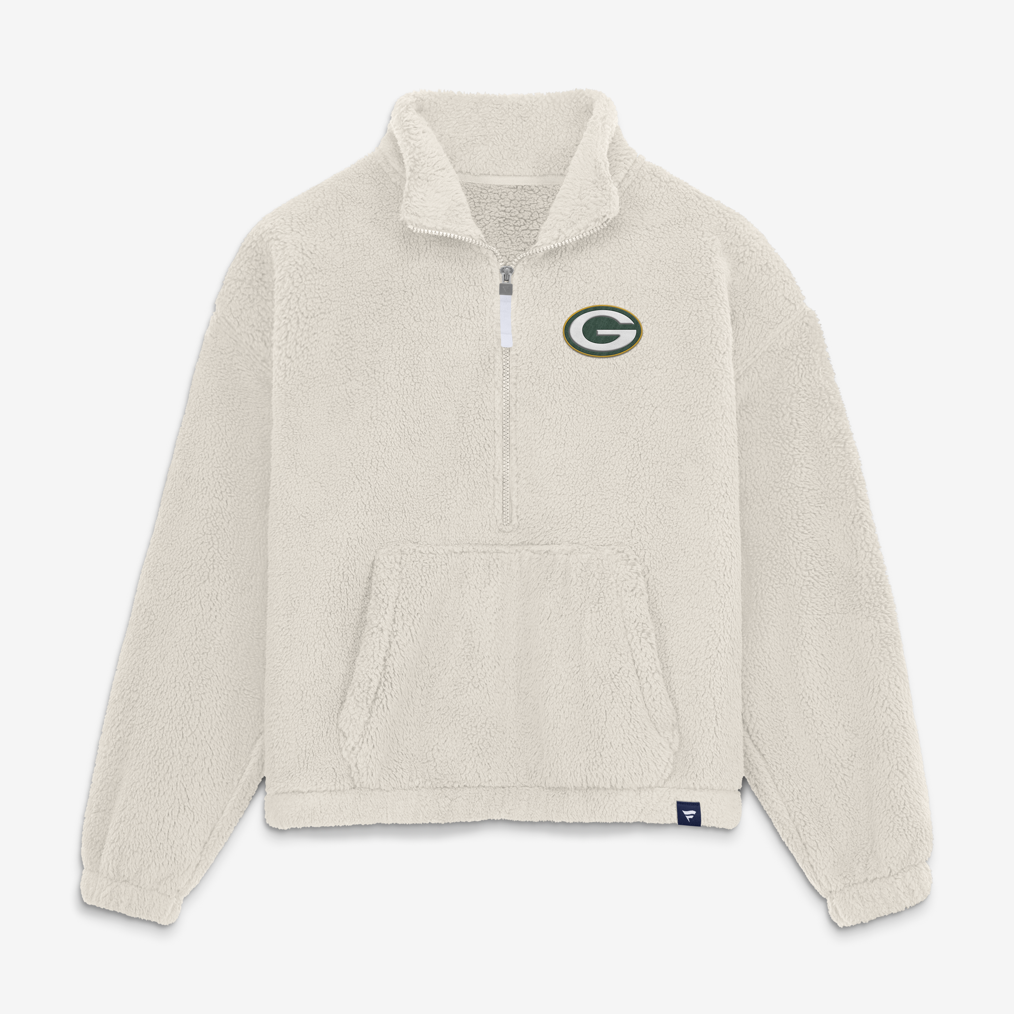 Fanatics Women's Cream Green Bay Packers Oversized Breakout Sherpa Half-Zip Pullover - Cream