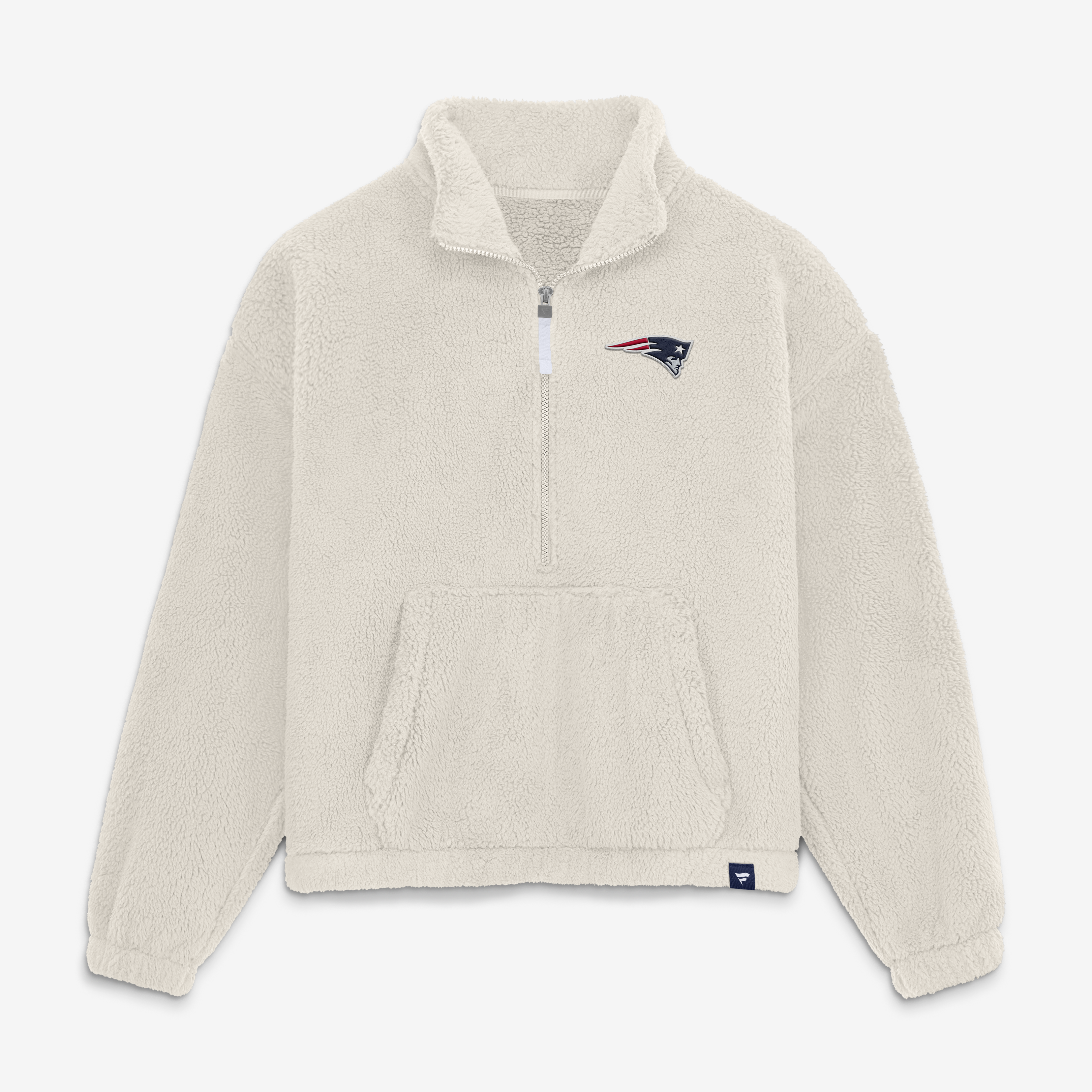Women's Fanatics Cream New England Patriots Oversized Breakout Sherpa Half-Zip Pullover