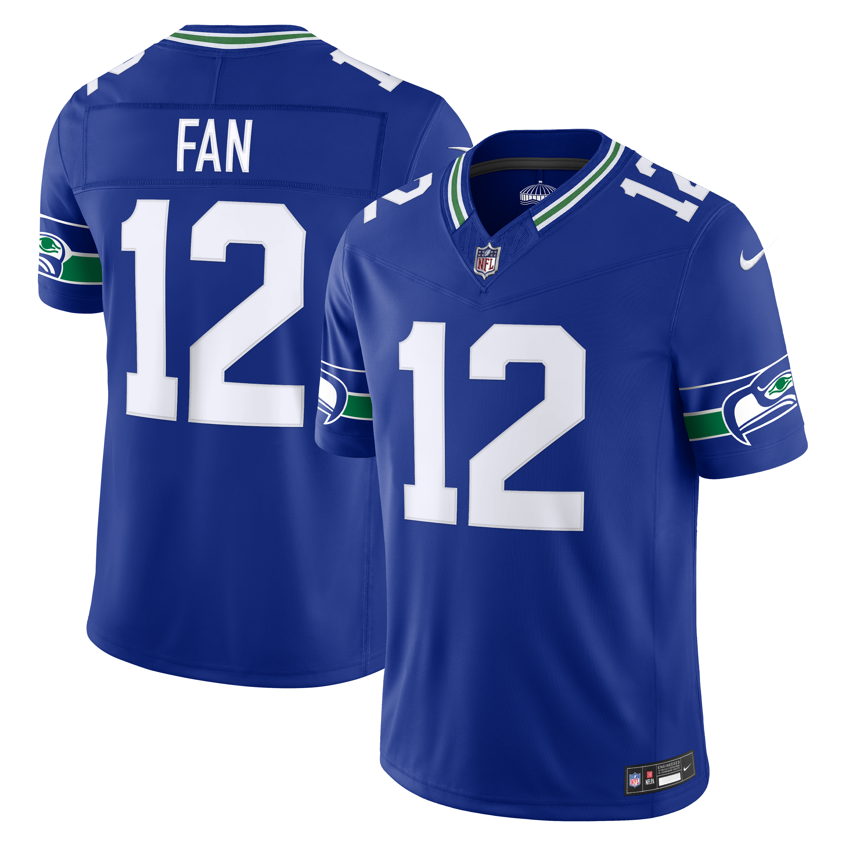 Men's Nike 12s Royal Seattle Seahawks Alternate Vapor F.U.S.E. Stitched Limited Jersey