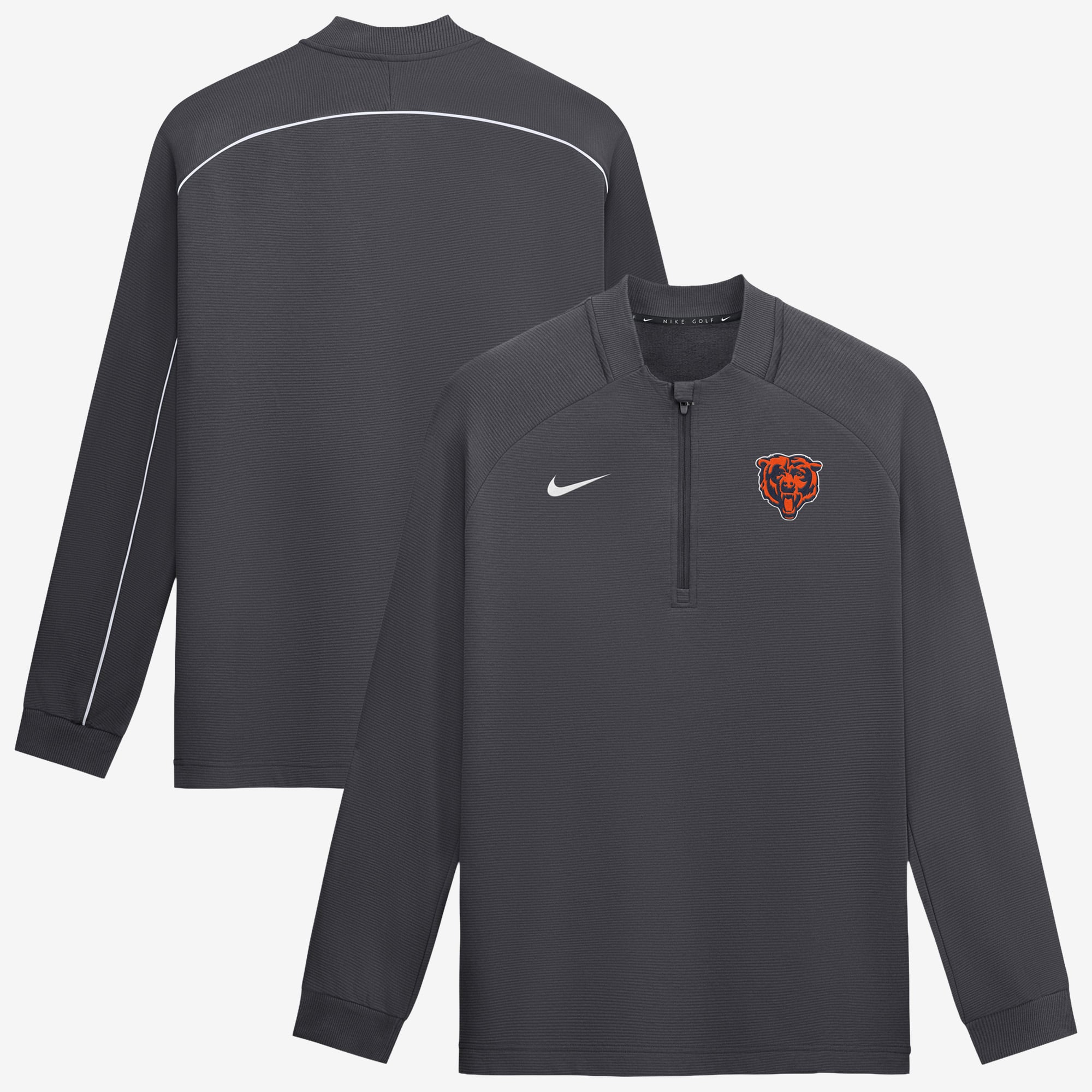 Men’s Nike Anthracite Chicago Bears Par Raglan Tri-Blend Therma-FIT Half-Zip Pullover
