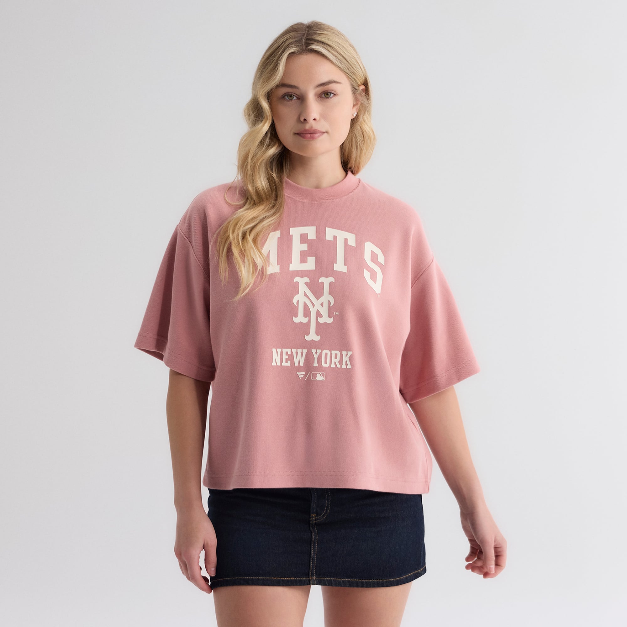 Women's Fanatics Faded Rose New York Mets Iconic Boxy T-Shirt
