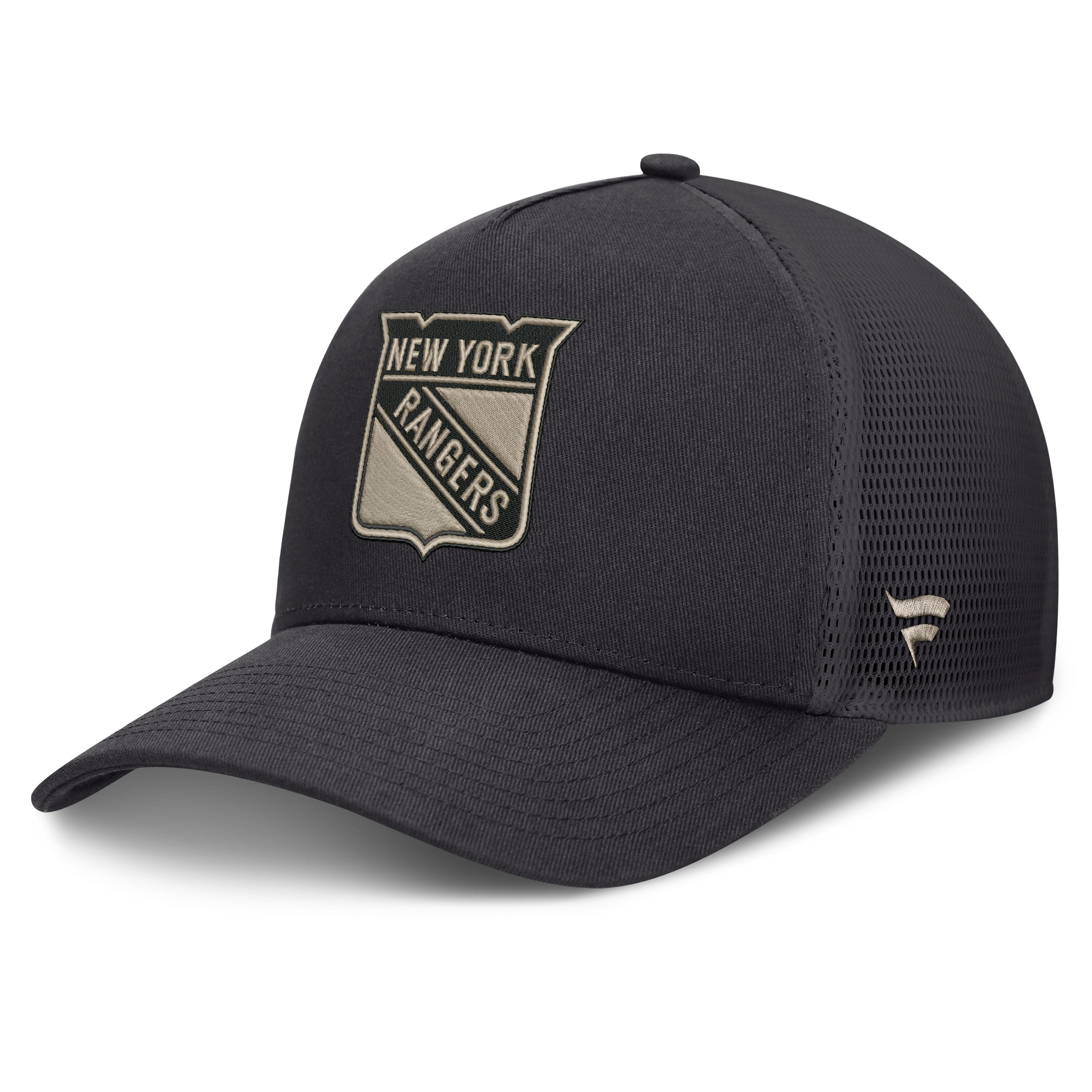 Men's Fanatics Charcoal New York Rangers Road Soft Wash A-Frame Meshback Hat