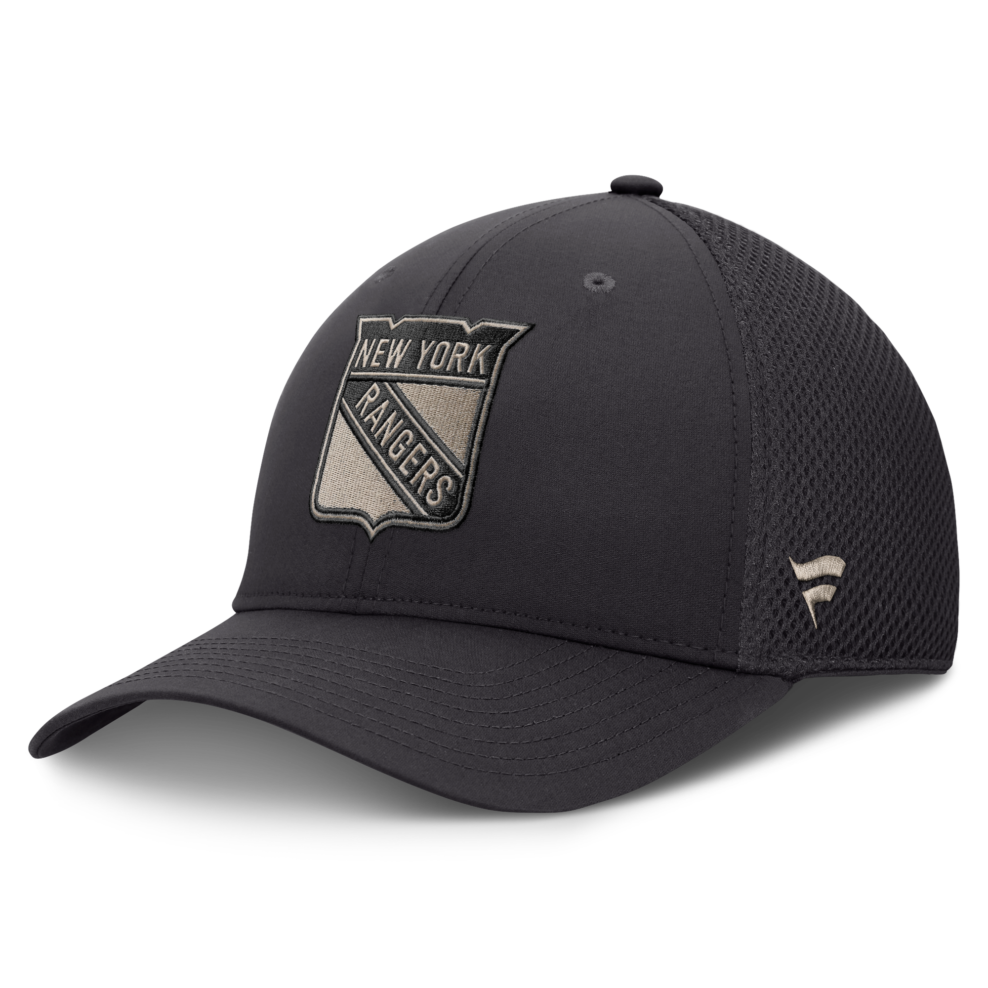 Men's Fanatics Charcoal New York Rangers Road Meshback Stretch Hat