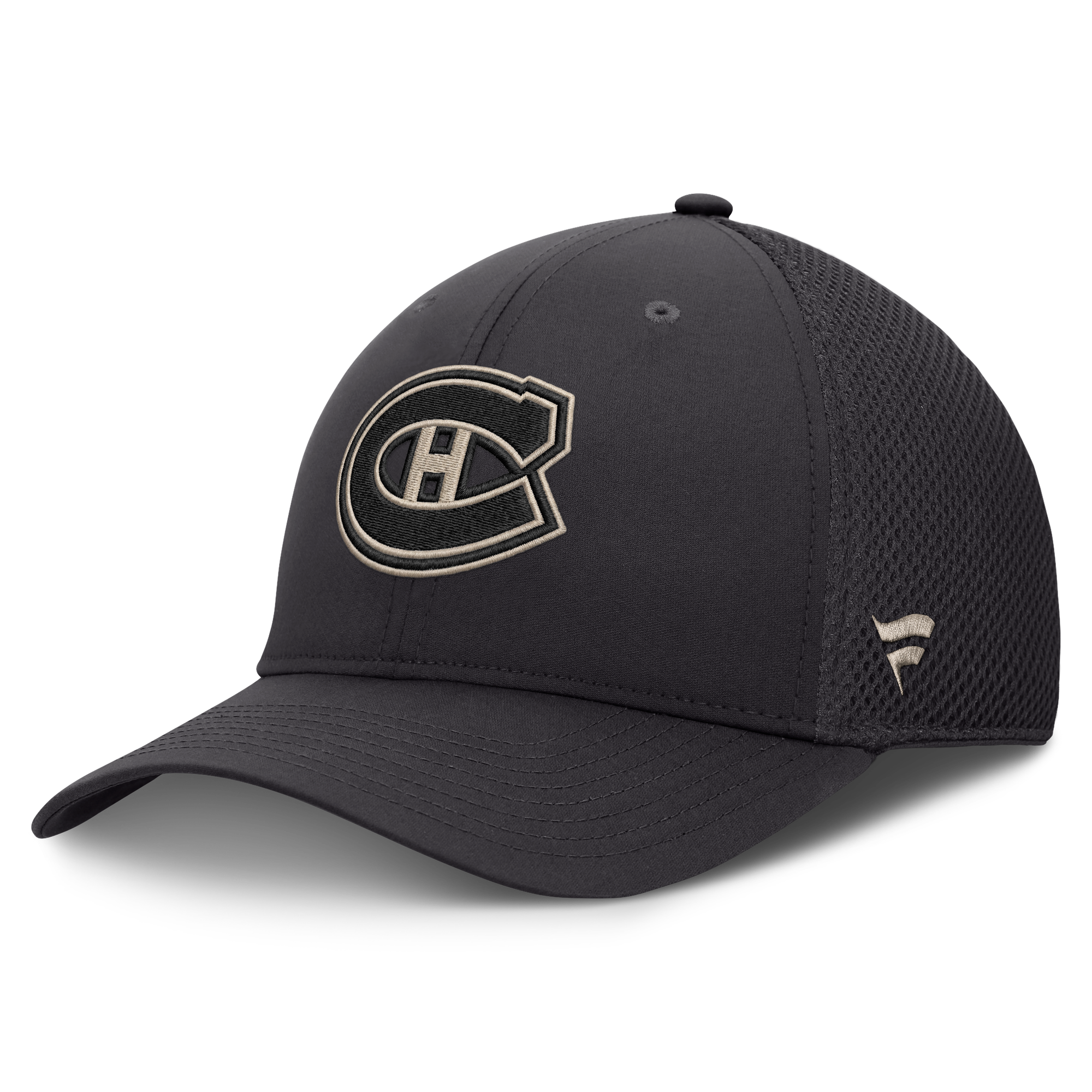 Men's Fanatics Charcoal Montreal Canadiens Road Meshback Stretch Hat