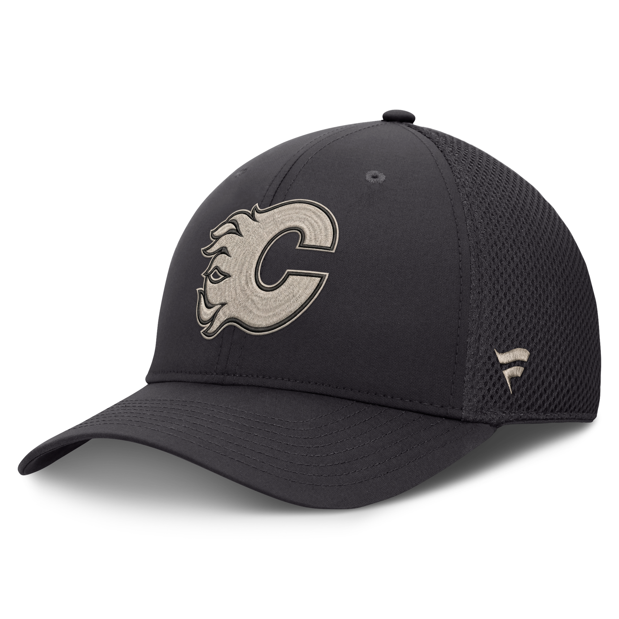Men's Fanatics Charcoal Calgary Flames Road Meshback Stretch Hat