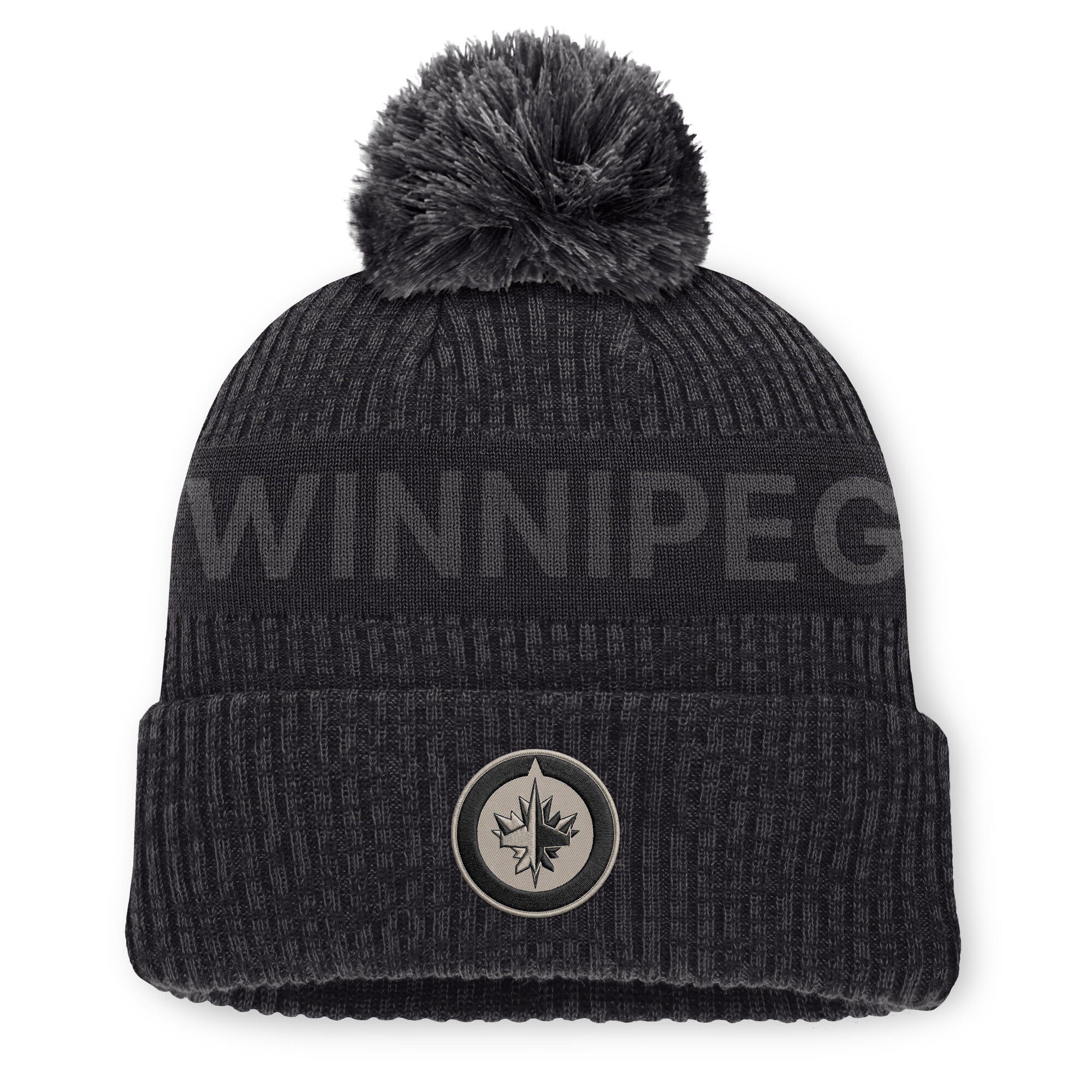 Men's Fanatics Charcoal Winnipeg Jets Road Phantom Cuffed Knit Hat with Pom