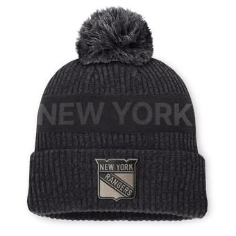 Men's Fanatics Charcoal New York Rangers Road Phantom Cuffed Knit Hat with Pom