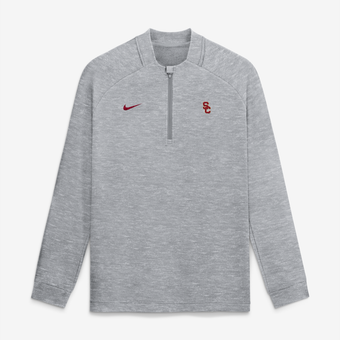 Men's Nike  Gray USC Trojans Par Raglan Tri-Blend Therma-FIT Half-Zip Pullover