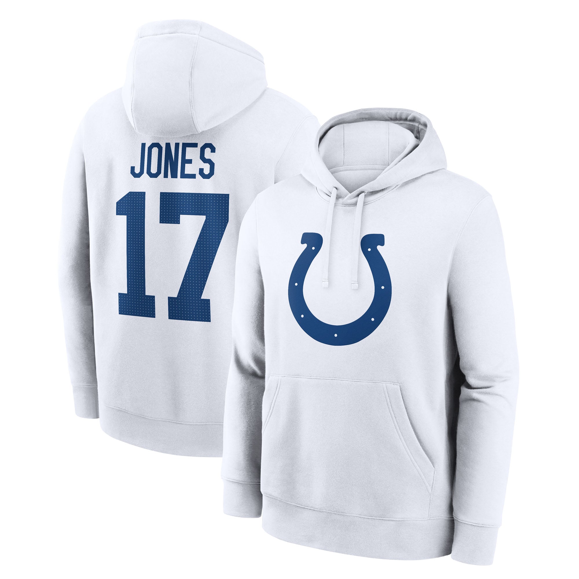 Men's Nike Daniel Jones White Indianapolis Colts Player Name & Number Fleece Hoodie