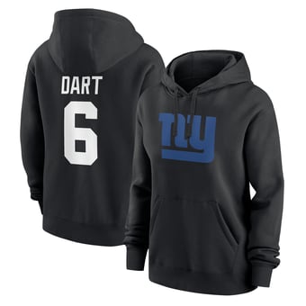 Women's Nike Jaxson Dart Black New York Giants Player Name & Number Fleece Hoodie