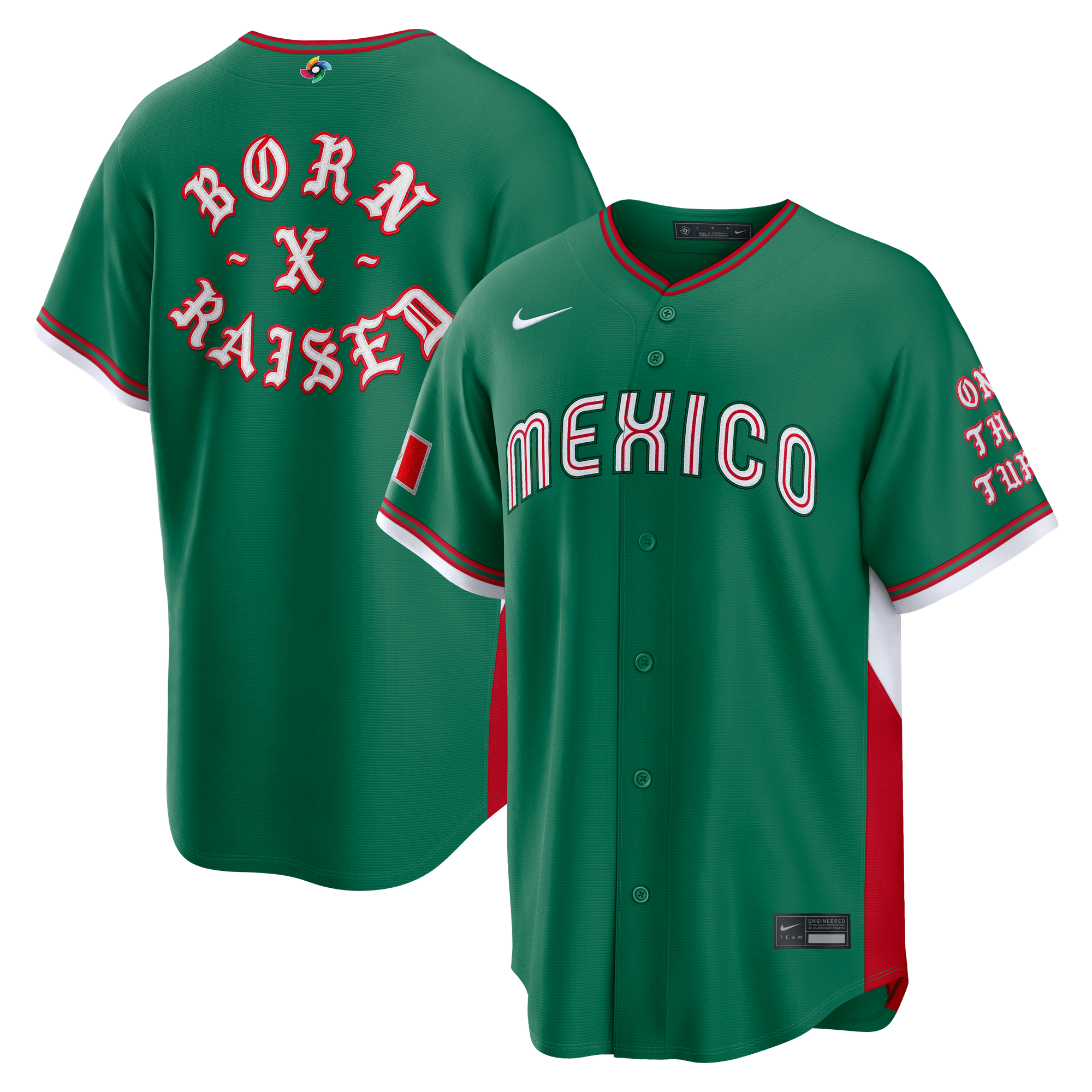 Men's Nike x Born x Raised Green Mexico Baseball 2026 World Baseball Classic Stadium Jersey